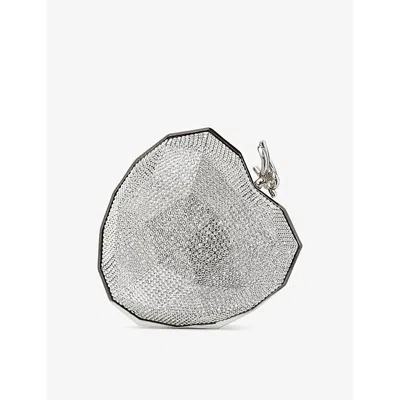 JIMMY CHOO JIMMY CHOO WOMEN'S SILVER FACETED HEART-SHAPED LUCITE CLUTCH BAG
