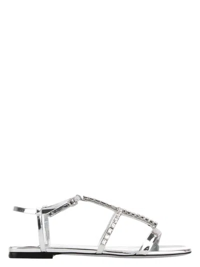JIMMY CHOO WOMEN'S SILVER LEATHER GWYN SANDALS