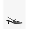 Jimmy Choo Sparkling 45mm Pointed Toe Slingback Pumps In Silver/black/black