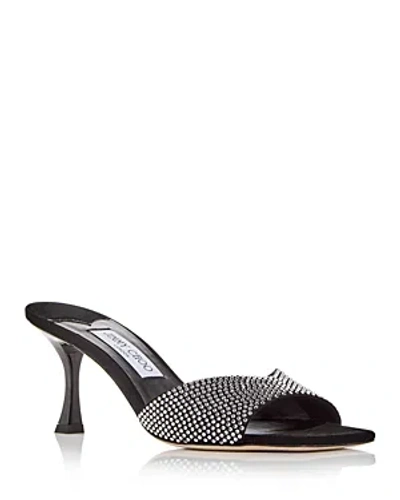 Jimmy Choo Women's Skye 70 Embellished High Heel Slide Sandals In Black/crystal