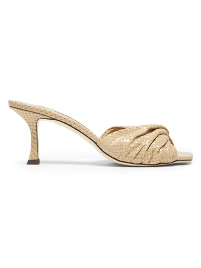 Jimmy Choo Skye Twist 70 Printed Leather Sandals In Brown