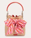 Jimmy Choo Bon Bon Bucket Bag In Natural/paprika/candy Pink Mix