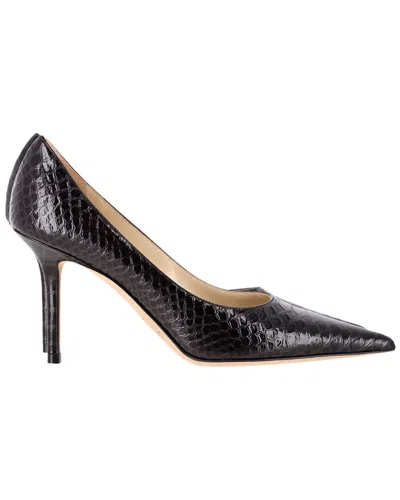 Jimmy Choo Love Snakeskin-embossed Pointed-toe Pumps In Black Leather