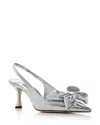 Jimmy Choo Staz 50 Bow-embellished Metallic Crinkled-leather Pumps In Silver