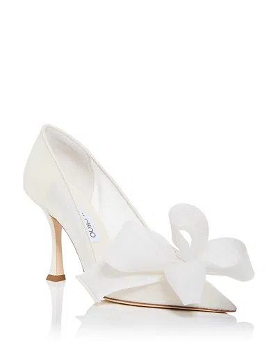 Jimmy Choo Women's Staz 90 Mesh Bow Pumps In Ivory/ivory