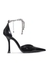 Jimmy Choo Stevie 100 Crystal-embellished Pumps In Patent Leather In Black