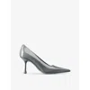 Jimmy Choo Womens Storm Ixia 80 Logo-embellished Patent-leather Heeled Courts In Storm