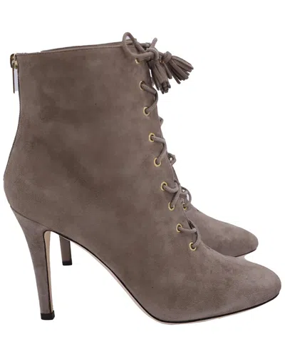 JIMMY CHOO JIMMY CHOO WOMEN'S SUEDE CINDER LACE-UP BOOTIE (AUTHENTIC PRE-LOVED)