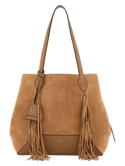 Jimmy Choo Women's Suede Diamond Shopping Bag In Brown