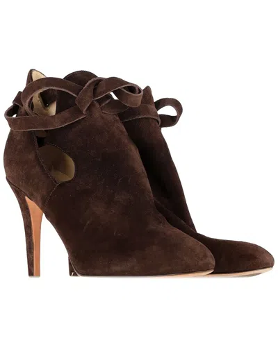 Jimmy Choo Women's Suede Marina Bootie (authentic Pre-loved) In Brown