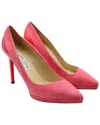 Jimmy Choo Point-toe Pumps In Pink Suede In Red