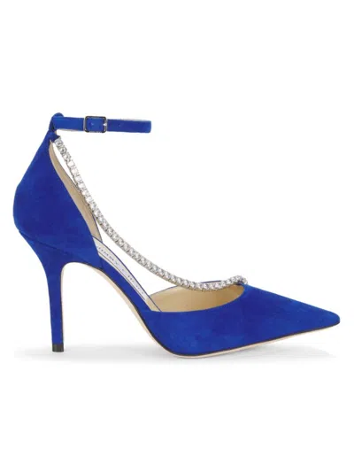 Jimmy Choo Talika 85 Suede Pump In Blue