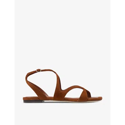 JIMMY CHOO JIMMY CHOO WOMEN'S TAN AYLA SUEDE FLAT SANDALS