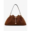Jimmy Choo Womens Tan/gold Cinch Suede Shoulder Bag In Tan/gold