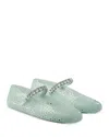 Jimmy Choo Light Green Jelly Ballet Flats With Crystal
