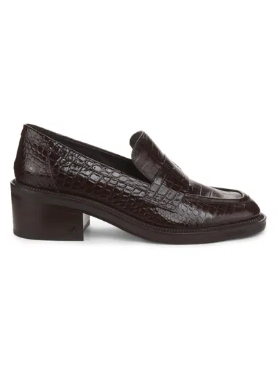 Jimmy Choo Women's Tylor 60mm Embossed Leather Loafers In Brown
