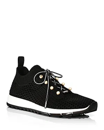 JIMMY CHOO WOMEN'S VELES CROCHET KNIT LOW TOP SNEAKERS