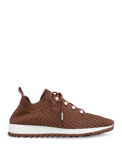 Jimmy Choo Women's Veles Knit Embellished Sneakers In Brown