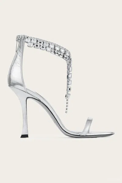JIMMY CHOO WOMEN'S VERITY 100 SANDAL IN SILVER