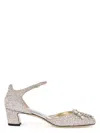 Jimmy Choo Decollete In Glittered Fabric In Silver