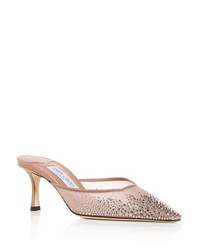 JIMMY CHOO WOMEN'S VIVI 65 DEGRADE CRYSTAL MESH MULES