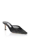 Jimmy Choo Vivi 65 Mesh Embellished Mules In Black/smoke