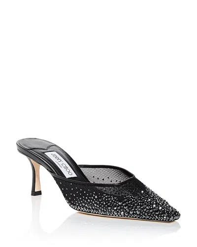 JIMMY CHOO WOMEN'S VIVI 65 DEGRADE CRYSTAL MESH MULES