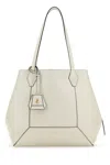 Jimmy Choo Structured Leather Shopping Bag With Diamond Stitching In White