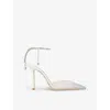 Jimmy Choo Saeda 100 Crystal-embellished Leather-trimmed Mesh Pumps In White/crystal