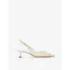 Jimmy Choo Amita 45 Slingback Pumps In Mesh In White/latte