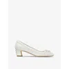 Jimmy Choo Elme 45 Pearl Embellished Pumps In White/white