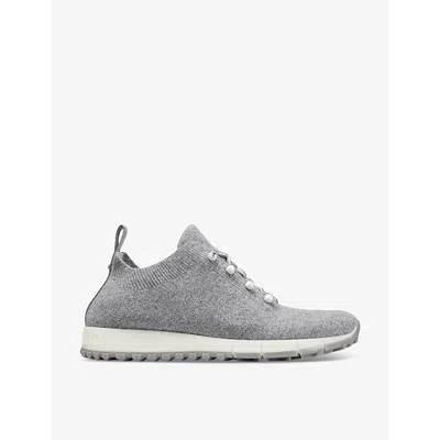 JIMMY CHOO WOMENS X ASH MIX VELES FAUX PEARL-EMBELLISHED LOW-TOP KNITTED TRAINERS EUR 35 / 2 UK