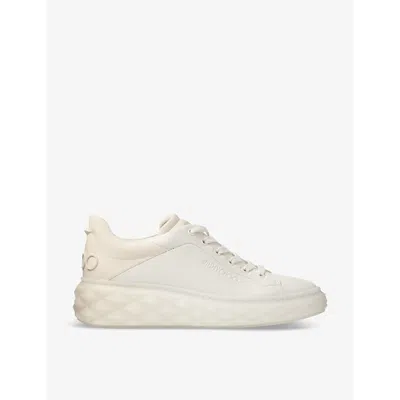 JIMMY CHOO WOMENS X LATTE/BAMBOO MIX DIAMOND MAXI BRAND-EMBELLISHED LEATHER LOW-TOP TRAINERS EUR 41 / 8 UK