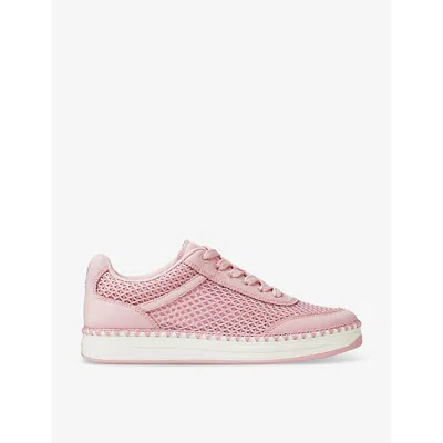 Jimmy Choo Womens X Rose Mix Diamond Brand-embellished Leather Low-top Trainers