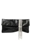 Jimmy Choo Zandra Crystal-embellished Clutch In Metallic Leather In Blacksilvr