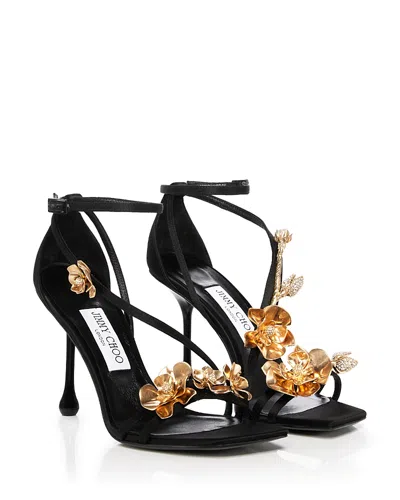 Jimmy Choo Women's Zea 95 Floral Embellished High Heel Sandals In Black Multi