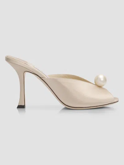 Jimmy Choo Women's Ziri 90mm Imitation-pearl Satin Mules In Gold