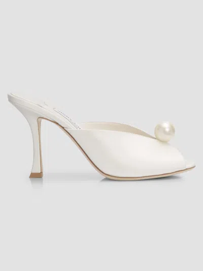 Jimmy Choo Women's Ziri 90mm Imitation-pearl Satin Mules In White