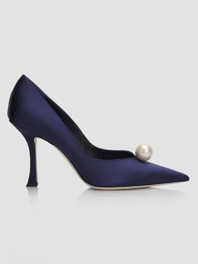Jimmy Choo Women's Ziri 90mm Imitation-pearl Satin Pumps In Blue