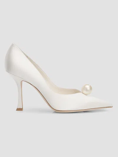 Jimmy Choo Women's Ziri 90mm Imitation-pearl Satin Pumps In White