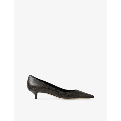 Jimmy Choo Womens Amelia 35 Crackled Leather Pumps Black/toffee Eur 39 / 6 Uk