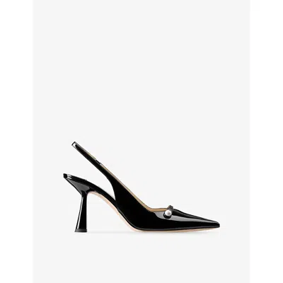 Jimmy Choo Womens Black/black Amita 85 Patent Leather Slingbacks Eur 36.5 / 3.5 Uk