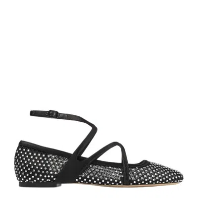 Jimmy Choo Womens Astoria Black Crystal Ballet Flats