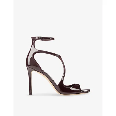 Jimmy Choo Womens Deep Merlot Azia 95 Patent Leather Sandals Eur 40 / 7 Uk