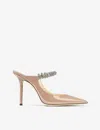 Jimmy Choo Womens Ballet Pink Bing 100 Crystal-embellished Patent-leather Heeled Mules In Ballet Pink