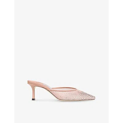 JIMMY CHOO WOMENS JIMMY CHOO VIVI 65 CRYSTAL-EMBELLISHED MESH HEELED MULES