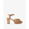 Jimmy Choo Womens  Heloise 80 Knotted-strap Suede Heeled Sandals In Biscuit