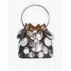 Jimmy Choo Bon Bon Mesh Paillette Bucket Bag In Biscuit/silver