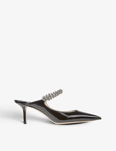 JIMMY CHOO WOMENS JIMMY CHOO BING 65 CRYSTAL-EMBELLISHED PATENT-LEATHER HEELED MULES,69690021