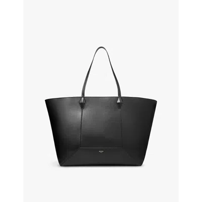 JIMMY CHOO WOMENS BLACK DIAMOND LOGO-EMBOSSED LARGE LEATHER TOTE BAG
